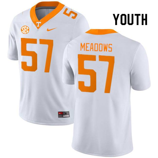 Youth #57 Connor Meadows Tennessee Volunteers College Football Jerseys Stitched Sale-White